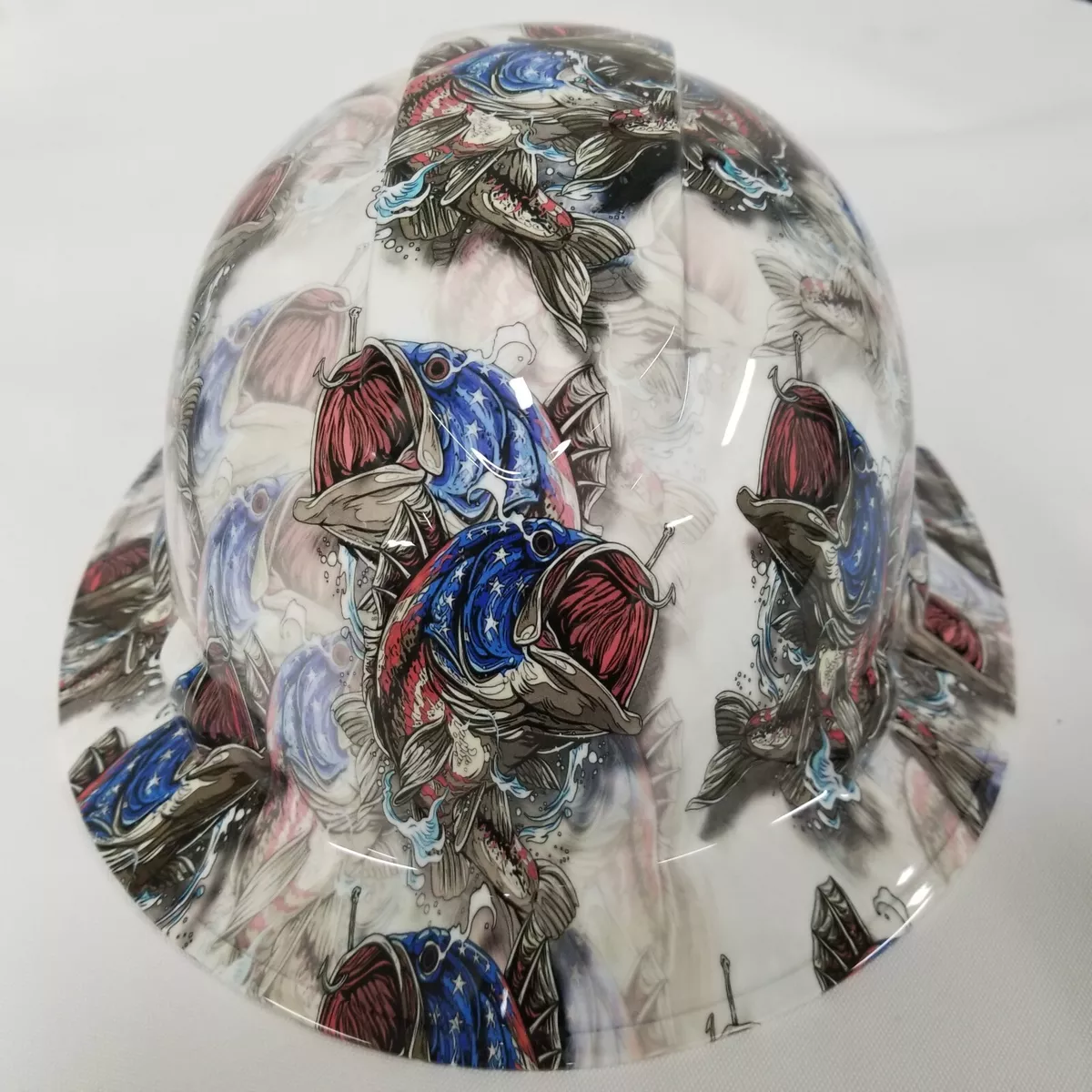 Full Brim Hard Hat Custom Hydro Dipped AMERICAN BASS FISHERMAN USA