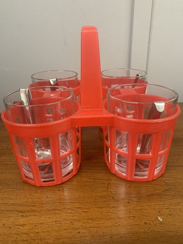 Crate&Barrel Red Condiment Caddy with Jars Ladels Picnic Cookout BBQ Party - Picture 2 of 19