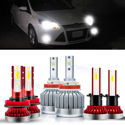 For Ford Focus 2012 - 2018 LED Headlights High Low Beam Fog Light Bulb H1 & H11