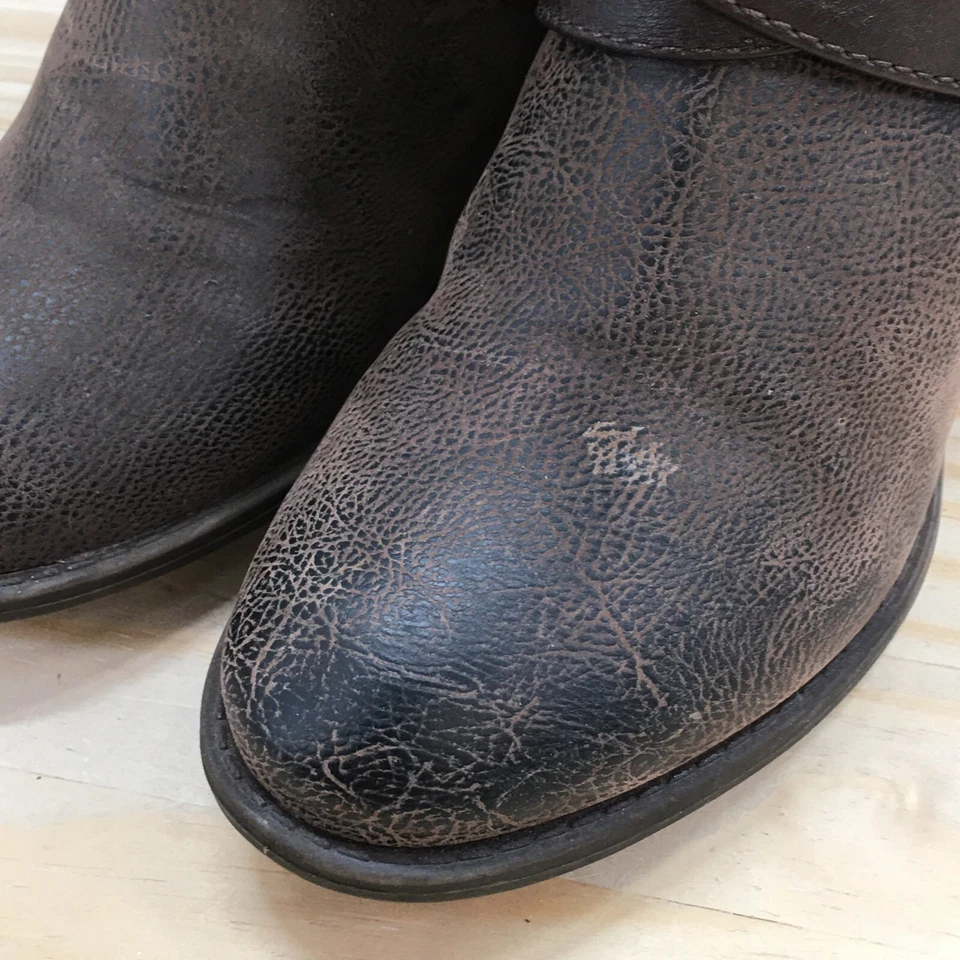 Botas talladas con volantes para mujer 7 M Maddock altas para montar marrón imitación cuero bloque hasta la rodilla Foto 4 de 4