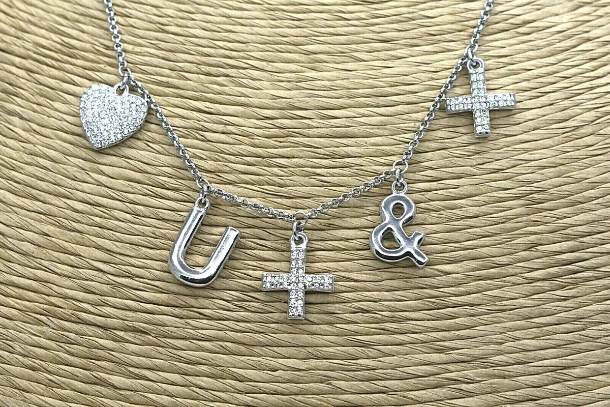 Swarovski Crystal Swan Signed Clear Crystal Necklace LOVE YOU MORE