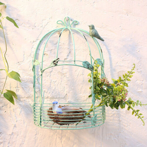 Metal Art Bird Cage Storage Shelf Wall Hanging Wall Mounted Decorative Rack NEW - Afbeelding 1 van 12