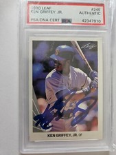 1990 Leaf Autographed Ken Griffey Jr #245 Seattle Mariners