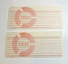 Two IBM computer punch cards F19936 w/ the IBM Datacenter logo Red