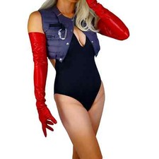 Red Genuine Leather Gloves 70CM Long Real Sheepskin Goatskin Fitted Touchscreen