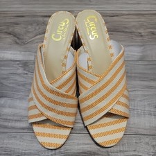 NEW Circus By Sam Edelman Wedge Heels Womens 9.5 Orange Ivory Stevie Slip-on