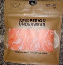 Victoria's Secret Pink PERIOD PANTY Hipster large New Orange Swirl Tye Dye 