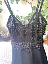 Vintage Vassarette Nightgown 34 L Underneath it all 100 Nylon Lace Black