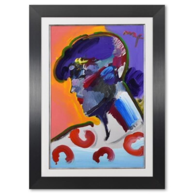Peter Max Zoll Palm Strand Lady '' Einzigartige Original Malerei Gerahmt Handsign