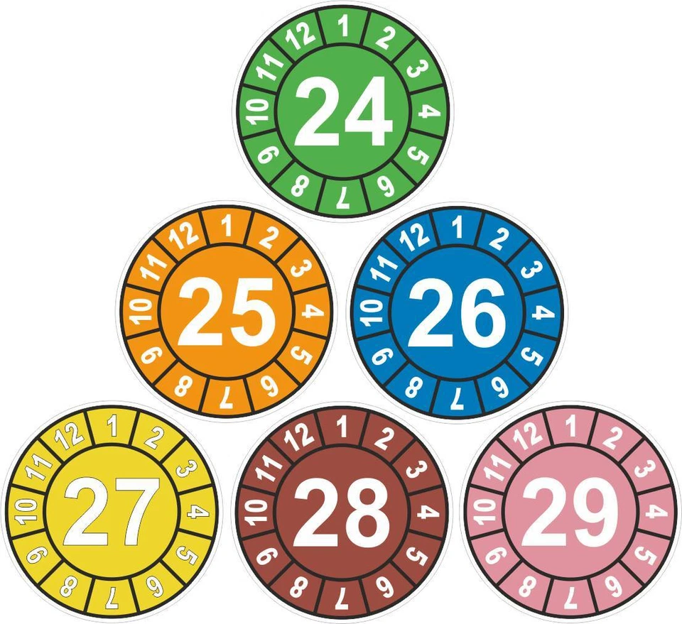 UVV Prüfplaketten Jahresplaketten Wartung BGV D27 24 25 26 27 28 29 sw ws