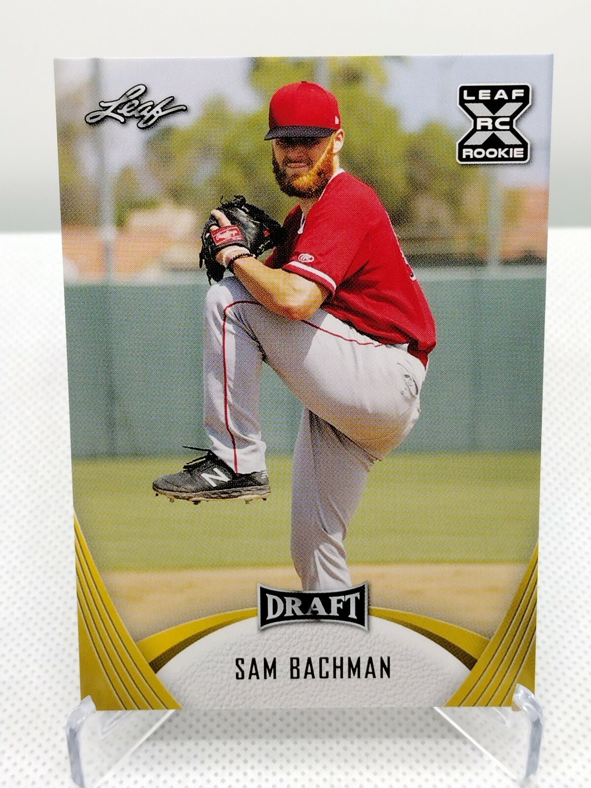 Sam Bachman RC Gold Parallel 2021 Leaf Draft Baseball Los Angeles Angels 