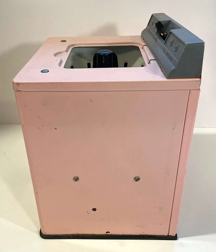 Combo de lavadora secadora GE de juguete de metal rosa vintage de STRUCTO años 50 para exhibición Foto 3 de 4