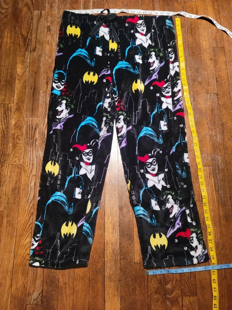 BATMAN DC Batgirl Harley Quinn Joker Super Plush Fleece Pajama Pants XL 16 18