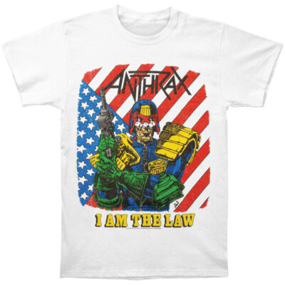 Anthrax I Am The Law T-Shirt Short Sleeve White For Fans S-5XL