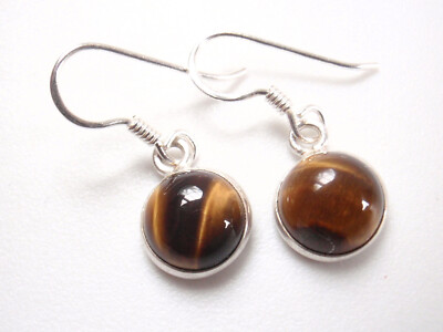 Tiger Eye 925 Sterling Silver Earrings w Superb ''Eye'' Effect  receive exact pair