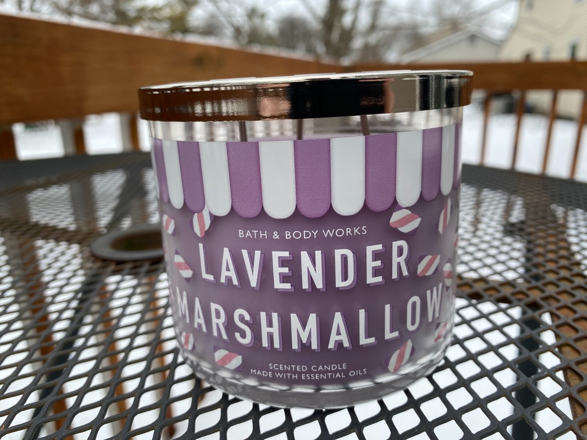Bath & Body Works LAVENDER MARSHMALLOW Large 3-Wick Candle 14.5 oz