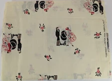 Vintage Peter Pan Fabric 1.25yds Couple Shopping Pale Yellow Craft Quilt Sewing