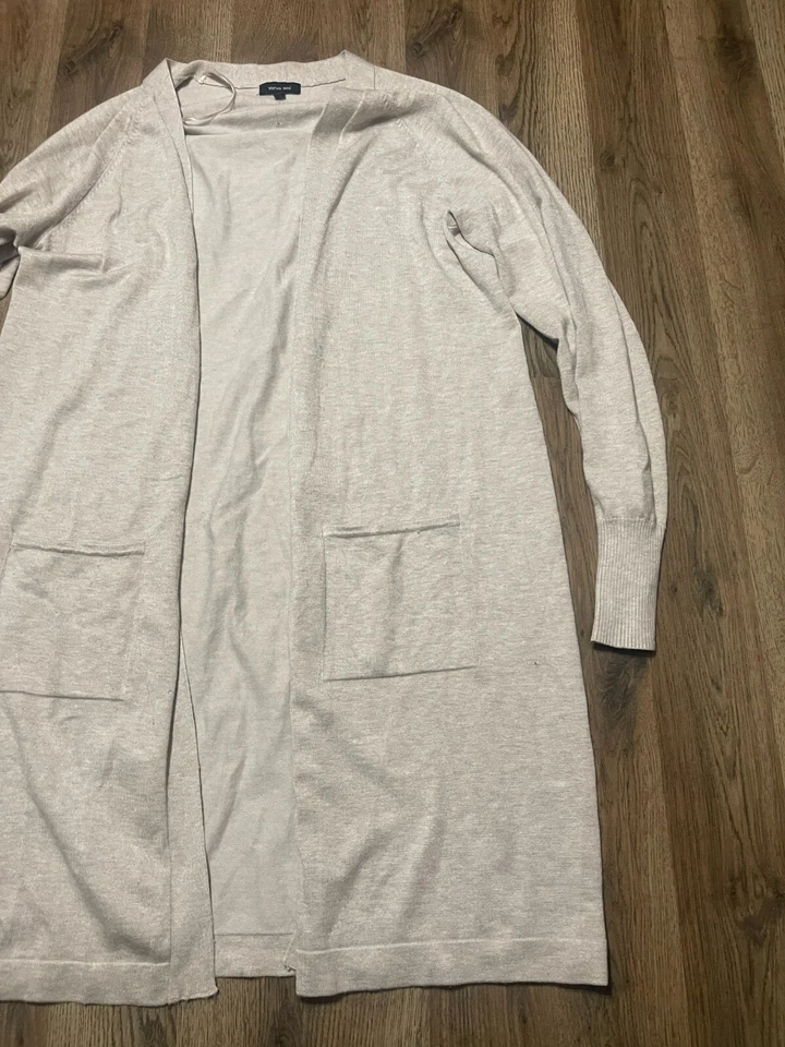 Verve Ami Sweater, Women's Size XL, Tan, Long Open Cardigan w/ Pockets - Image 3 of 4