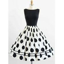 Dress V Vintage Inspired Polka Dots Black  White Dress Size M NWT