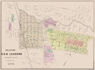 Historic City Map - San Leandro California Plan - Thompson 1878 - 30.88 x 23