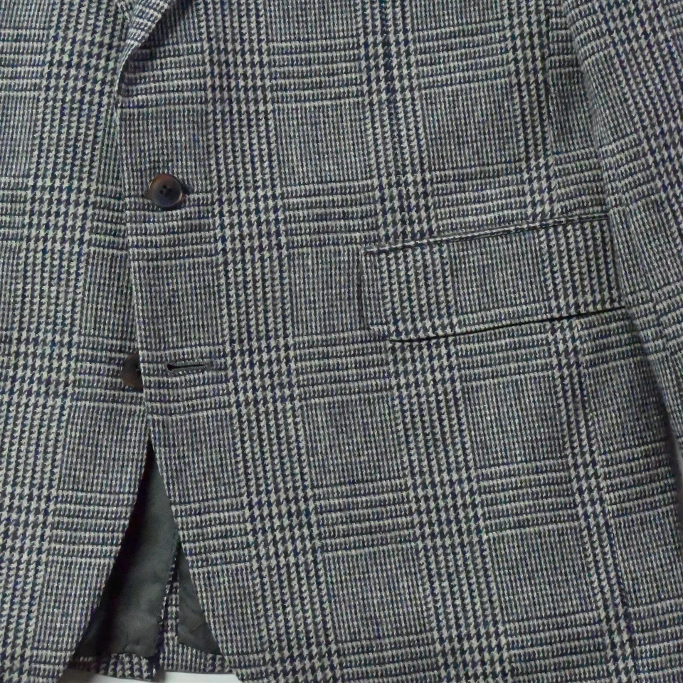 Corbin 42L Blue Glenn Plaid Soft Flannel Wool Men Blazer Suit Jacket Sport Coat - Image 3 of 4