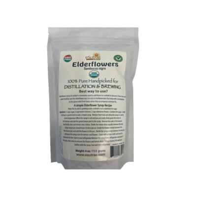 DRIED ELDERFLOWERS 4oz eSutras Organics ELDERFLOWER WINE SHINE JELLY COUGH SYRUP