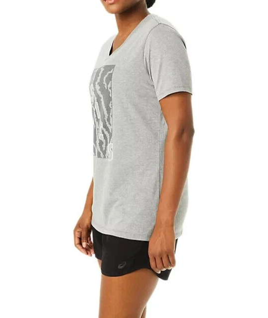 Camiseta para mujer Asics gris estampado cuello en V activo (2032C572) talla XL - NUEVA CON ETIQUETAS - NUEVA CON ETIQUETAS Foto 3 de 4