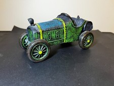 Antique Hubley Young Cast Iron Diecast Race Car 1997 Blue Green Yellow