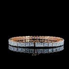 Gold Over 7" Luxury Tennis Bracelet 12Ct Princess Cut Cubic Zirconia 14K Yellow