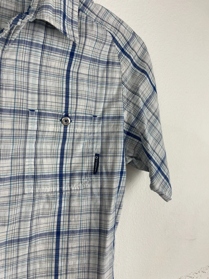 Merrell Mens Plaid Shirt Short Sleeve Button Up Cotton Nylon Size Small - Image 3 of 4