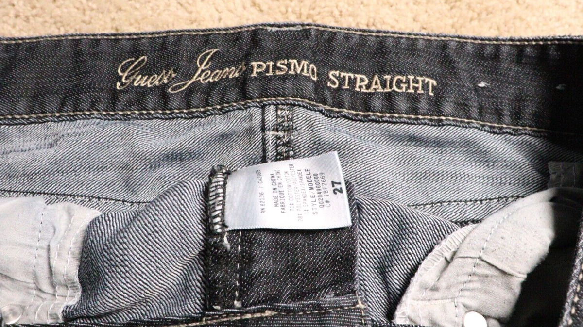 Jean Droit Femme Guess Gris Noir Délavé Pismo - Taille US 26 - Occasion En Très Bon état