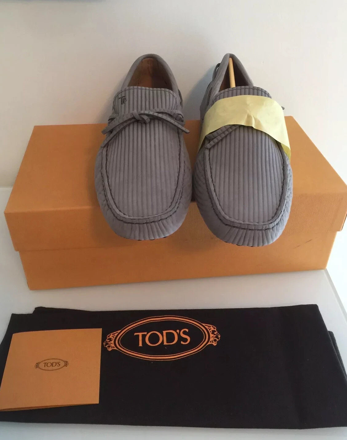 TOD’S Gommino scarpa da guida mocassino grigio pelle nabuk taglia 9US 8UK