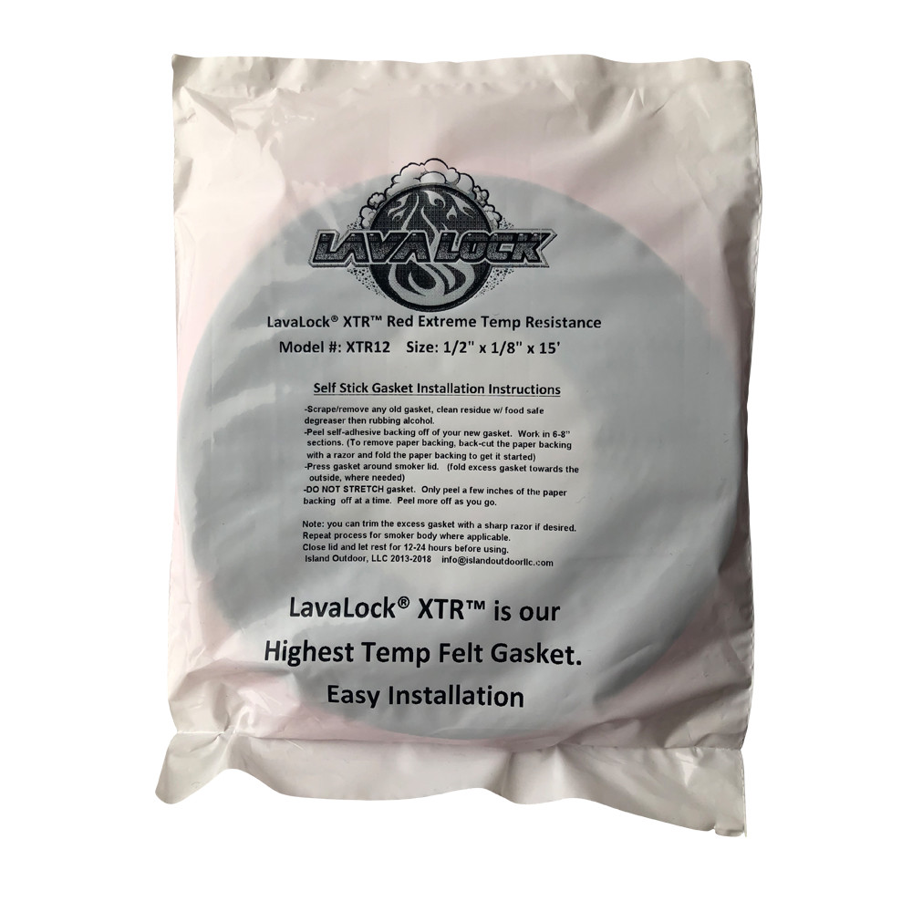 LavaLock® XTR12 1000F High Temp Rated BBQ Smoker Gasket Self Stick Felt 1/2 1/8