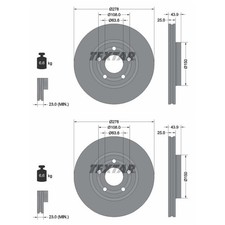 2X TEXTAR BREMSSCHEIBEN VORNE 278mm INNENBELÜFTET PASSEND FÜR FORD PUMA |