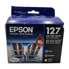 Epson 127 XL Tri Color Extra High-Capacity Color Ink  Cartridges Exp 03/2024 New