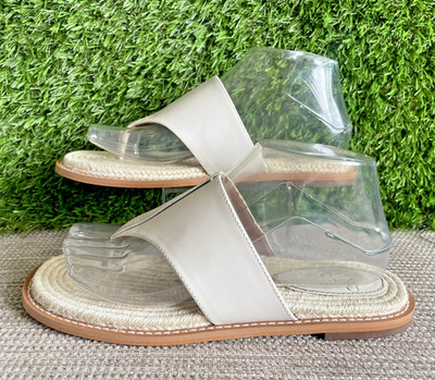 And/Or Lili Damen-Sandalen Jute Zehensteg Leder cremeweiß UK Größe 4 neu