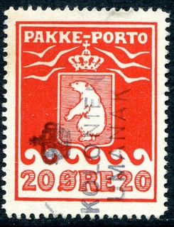 (636) VERY GOOD 1937 GREENLAND 20o RED SGP9B "TYPO" LIGHTLY USED