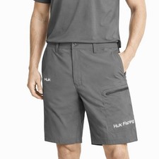 HUK Next Level Fishing Shorts Mens L Gray Performance Stretch Quick Dry Outdoor