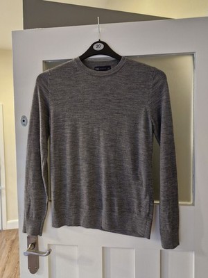 Marks & Spencers extrafeine Merinowolle Gr. 8 grau Strickpullover Pullover