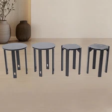  Multifunctional Stackable Stools Wooden Stackable Stools Set of 4 Sturdy