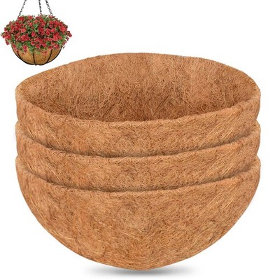 3 Pack 16Inch Round Replacement Coco Liners for Hanging Basket for Outdoor