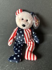Ty Beanie Baby  Spangle  Bear USA 4th Of July Patriotic Plush Toy M1220
