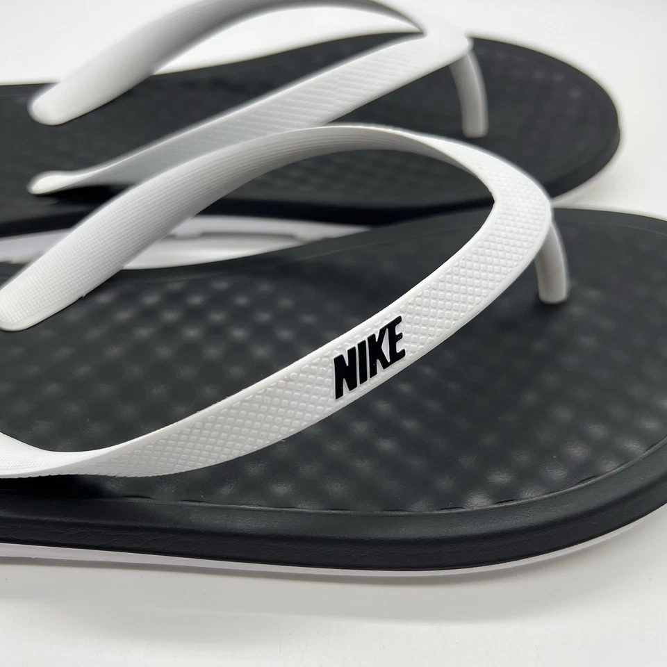 NIKE на палубе шлепанцы M 9/W 10 черный белый стринги сандалии комфорт пляж горки - Изображение 2 из 4