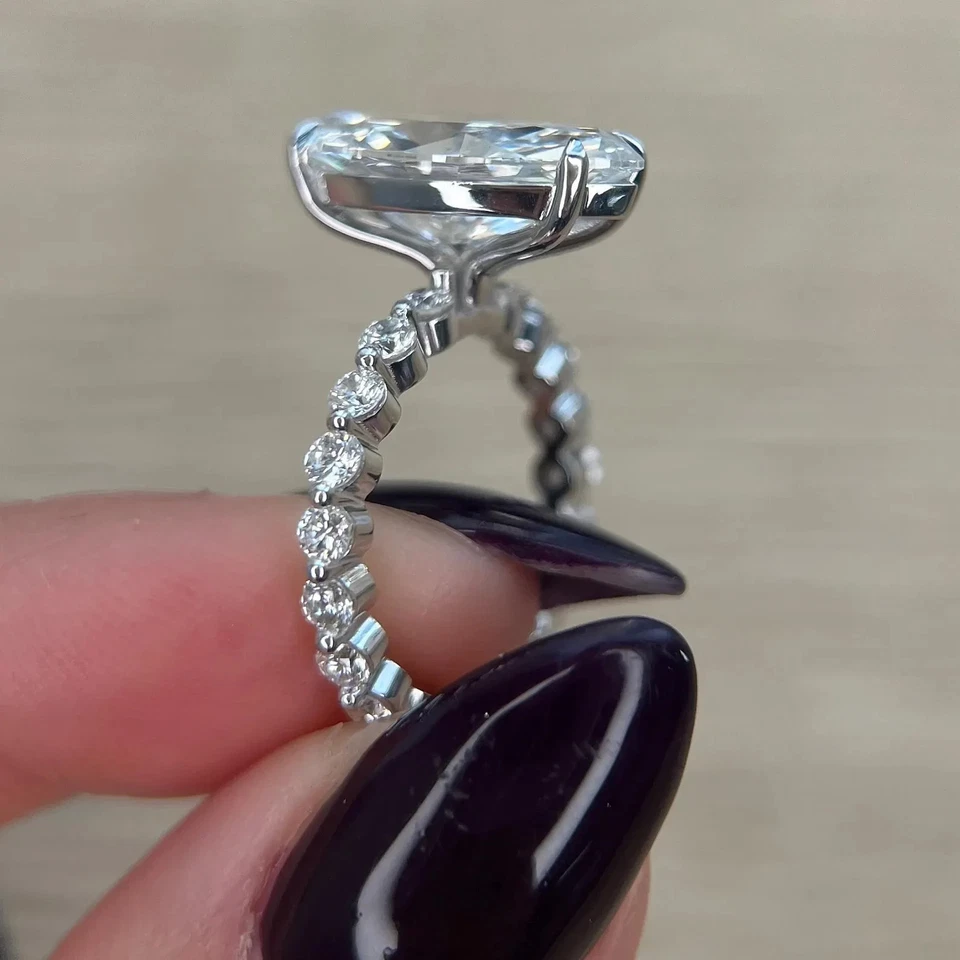 4.10Ct Marquise-Cut Lab Grown Diamond Solitaire Wedding Ring 14k White Gold - Image 4 of 4