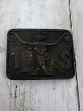 Belt Buckle Texas Longhorn Tarnished Brass Award Design Medals 1.75x2.5 Western