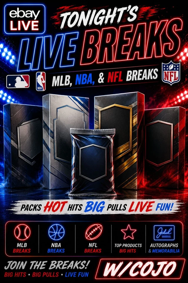 !! NFL, MLB, and NBA Breaks & Persys w/COJO !!