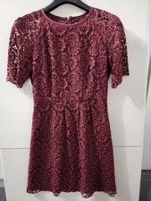 Madewell Dress Womens 4 Maroon Magnolia Lace Short Sleeve Mini LIned Back Zip