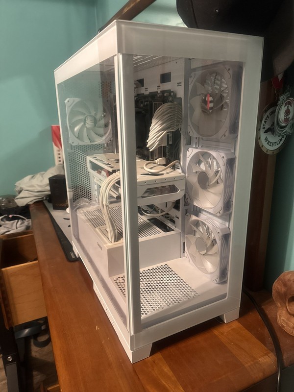 custom built all white AMD gaming computer
