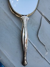 Vintage Goldtone Metal Hand Mirror 60s-70s. RARE!! VINTAGE RETRO ART DECO