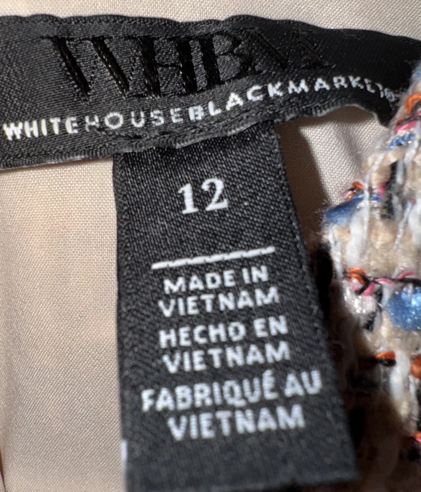 Vestido vaquero para mujer White House Black Market talla 12 beige azul óxido tweed cremallera trasera Foto 2 de 4